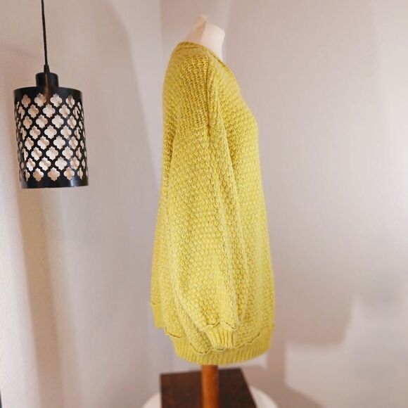 Free People Lemon Yellow/Green Oversized Knit Sweater Size Small - Picture 3 of 9